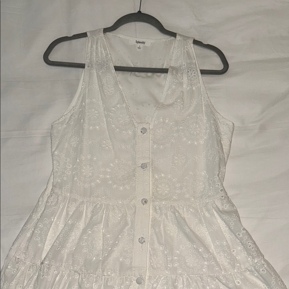 Splendid White Sleeveless Button-Down Dress
